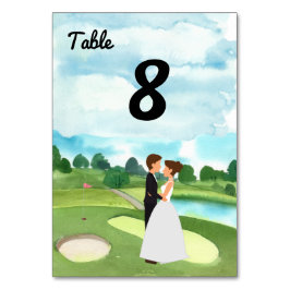 Golf Bröllop bordsnummer-kort Bride & Groom Bordsnummer