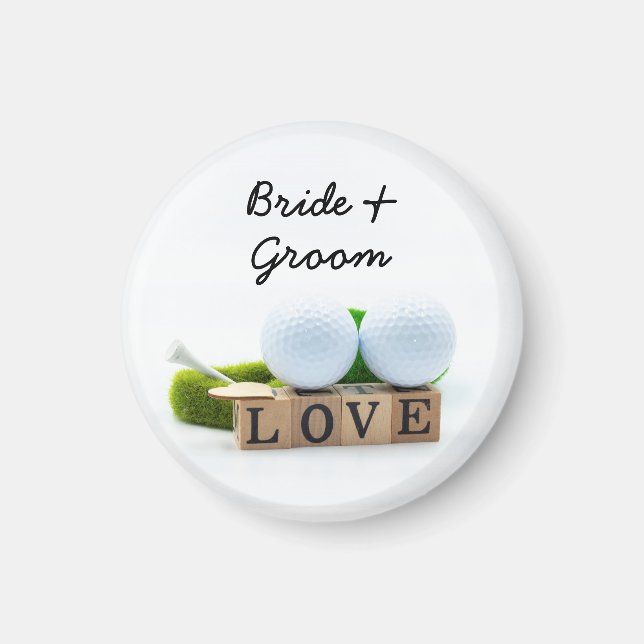 Golf bröllop bride groom golf boll T med kärlek Magnet (Framsidan)