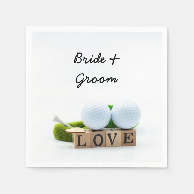 Golf bröllop bride groom golf boll T med kärlek Pappersservett (Framsidan)