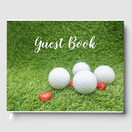 Golf bröllop gäst bok med bollar och hjärta