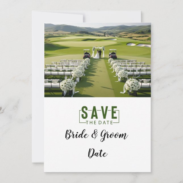 Golf Bröllop med brid och groom Inbjudningar (Framsida)