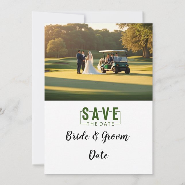 Golf Bröllop med brud och groom i klubben Inbjudningar (Framsida)