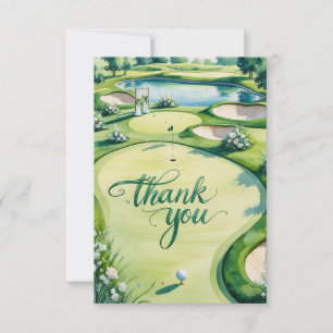 Golf Bröllop med text på golfbana Tack Kort