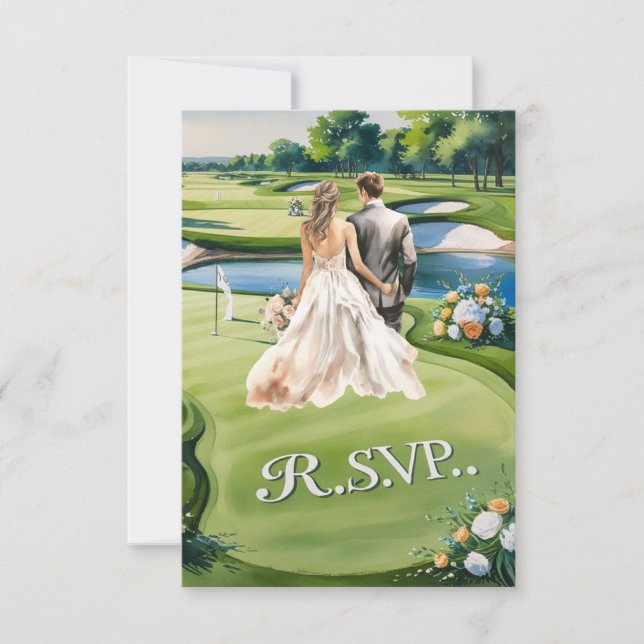 GOLF bröllop R.S.V.P. svar vattenfärg stil (Framsida)