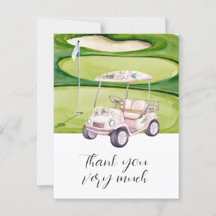 Golf Bröllop tack, du kort med golfvagn
