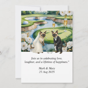 Golf Bröllop tema för Cat Lovers Inbjudningar
