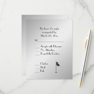 Golf Bröllop Theme Silver Menu OSA Kort