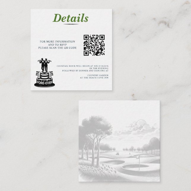 Golf Bröllops QR-kod Tilläggskort (Fram/baksida)