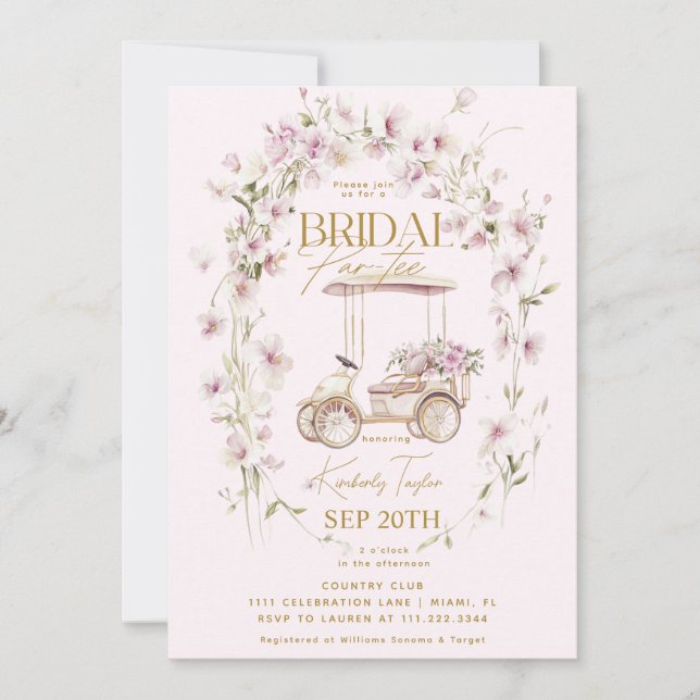 Golf Bröllopsdusch Bridal Par-tee Inbjudningar (Framsida)