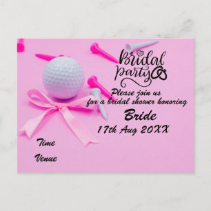 Golf Bröllopsdusch Inbjudan golfboll på rosa Po