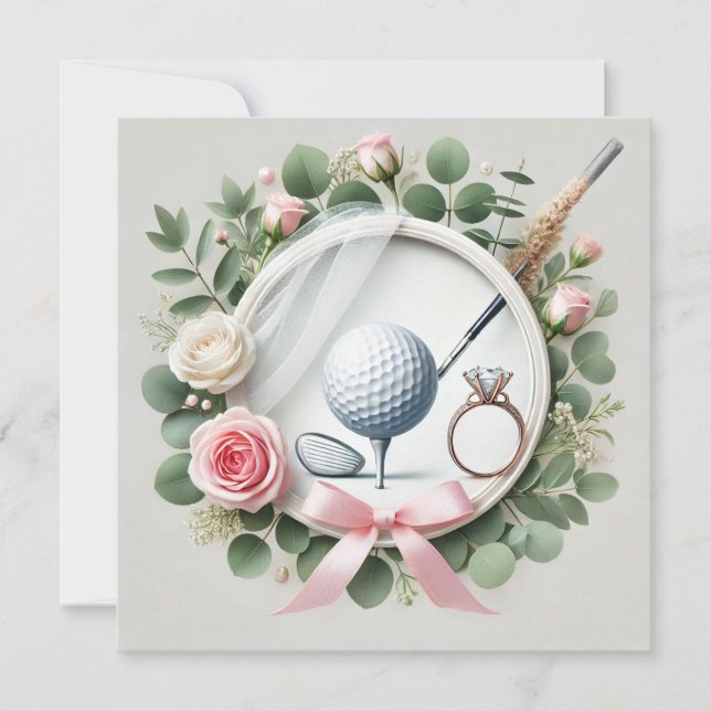 Golf Bröllopsdusch med golfboll tema  Spara Datumet (Framsida)