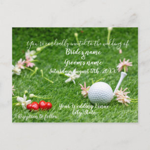 Golf Bröllopsinbjudan kort golf boll med kärlek