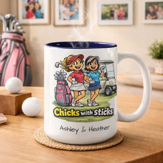 Golf Buddies Besties BFF Fun Personalized Mug Två-Tonad Mugg (Skapare uppladdad)