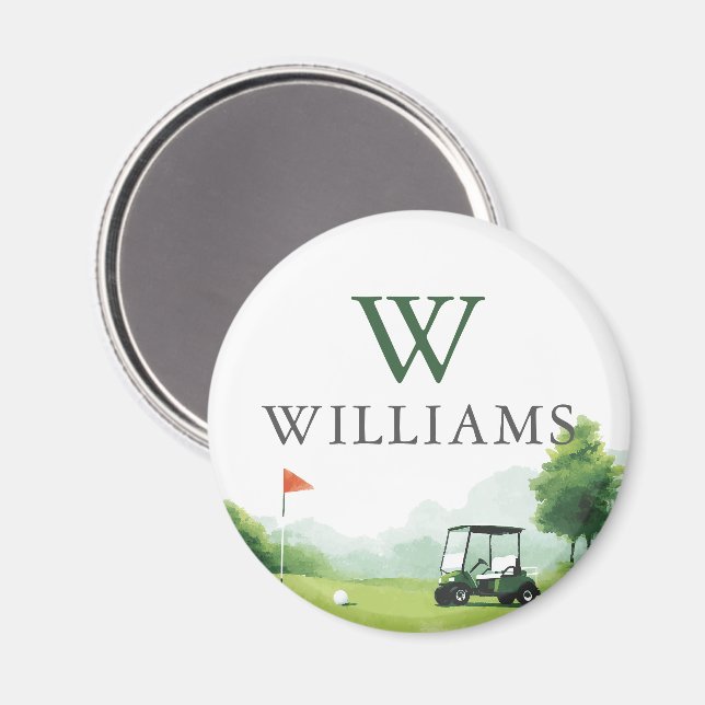 Golf Buggy Anpassad Namn Monogram Golf Boll Markör Magnet (Front/Back)