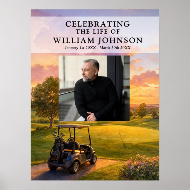 Golf Buggy Livscelebration Foto Välkomstskylt Poster (Framsidan)
