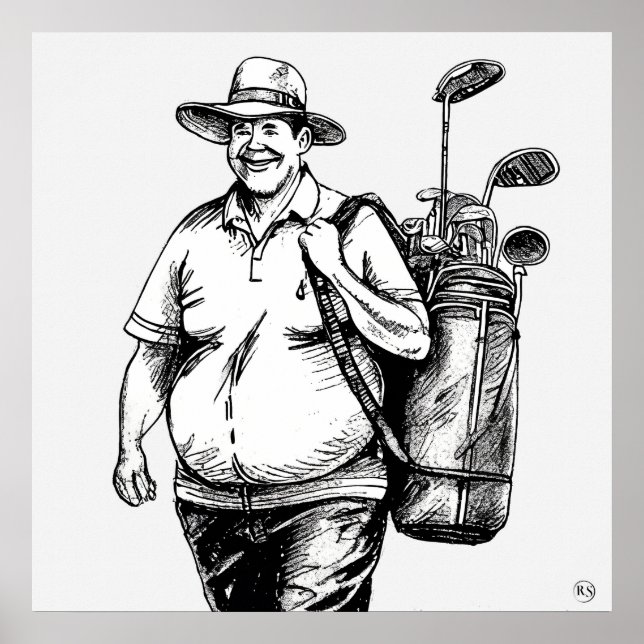 Golf Caddie - Golf Art Print Poster (Framsidan)