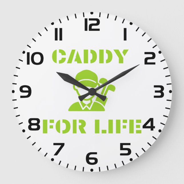Golf Caddy for Life Quote Lime Green Stor Klocka (Framsida)
