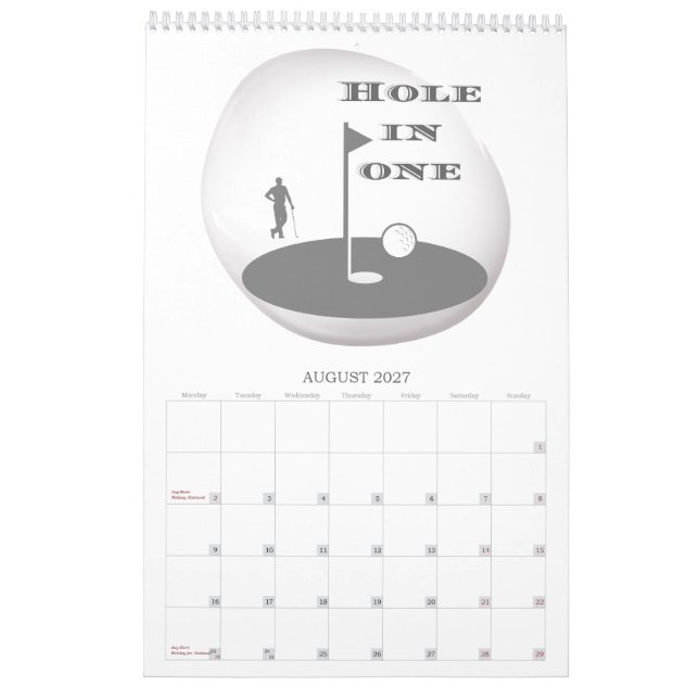 Golf Calendar Kalender (Aug 2027)