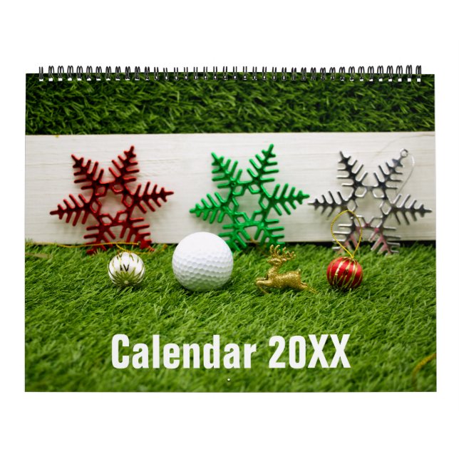 Golf Calendar med golf boll på grönt gräs Kalender (Omslag)