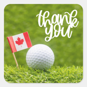 Golf Canada med flagga och boll för golfer Fyrkantigt Klistermärke