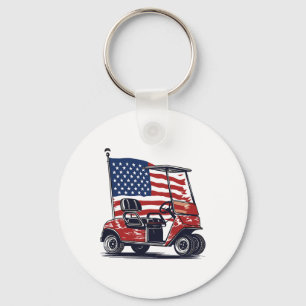 Golf Cart American Flagga 4:e juli Sport Patrioti Nyckelring