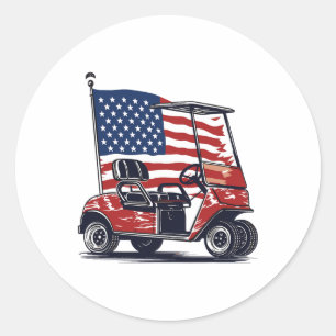 Golf Cart American Flagga 4:e juli Sport Patrioti Runt Klistermärke