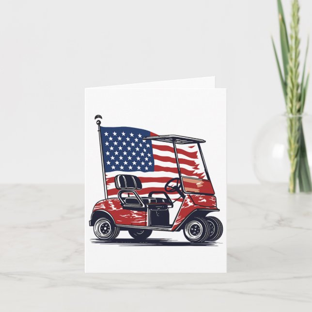 Golf Cart Amerikansk Flagga 4:e Juli Sport Patriot Kort (Framsida)