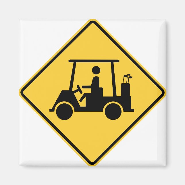 Golf Cart Caution-tecken Magnet (Framsidan)