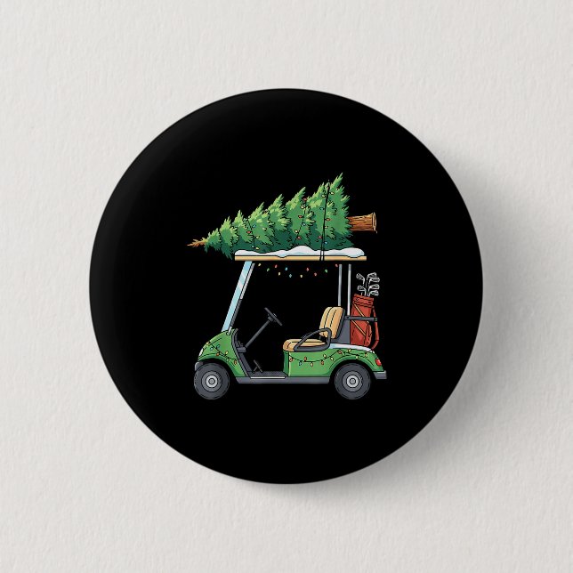 Golf Cart Christmas Tree Lights Funny For Men Wome Knapp (Framsida)