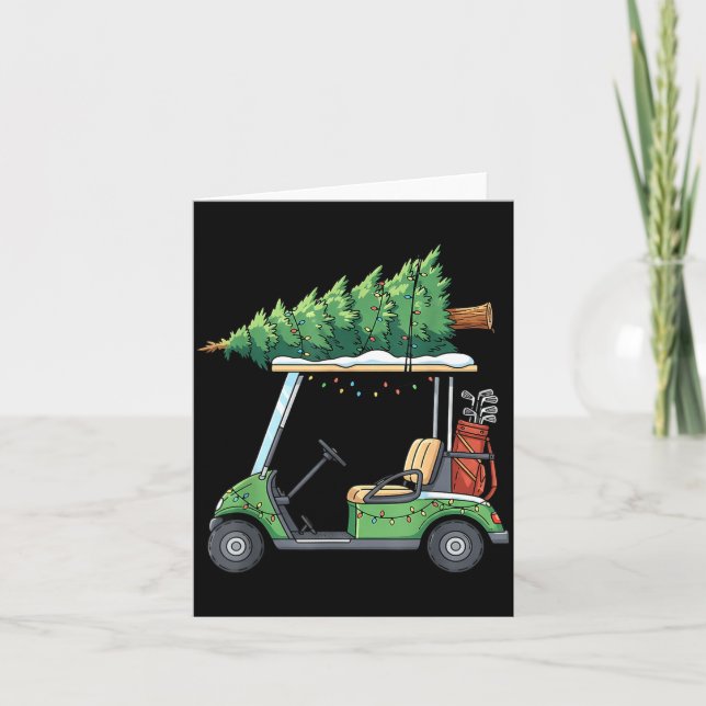 Golf Cart Christmas Tree Lights Funny For Men Wome Kort (Framsida)