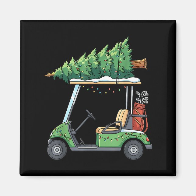 Golf Cart Christmas Tree Lights Funny For Men Wome Magnet (Framsidan)