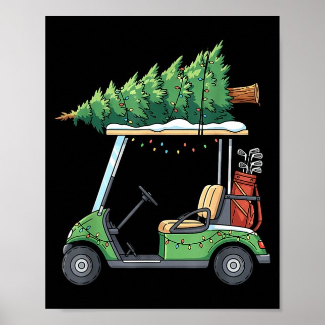 Golf Cart Christmas Tree Lights Funny For Men Wome Poster (Framsidan)
