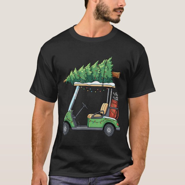 Golf Cart Christmas Tree Lights Funny For Men Wome T Shirt (Framsida)