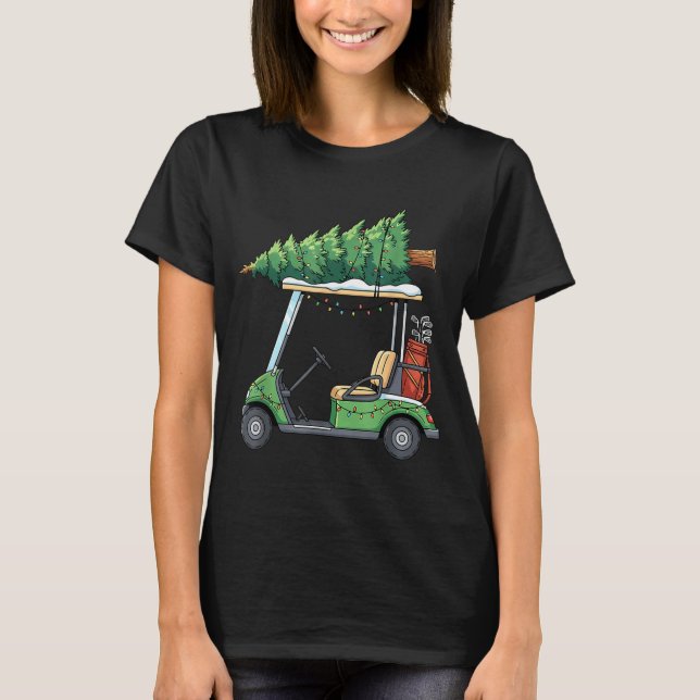 Golf Cart Christmas Tree Lights Funny For Men Wome T Shirt (Framsida)