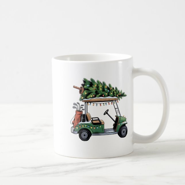 Golf Cart Christmas Tree Lights Golfing Golfer Fun Kaffemugg (Höger)