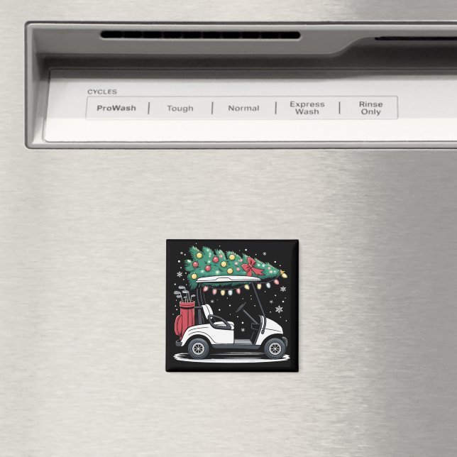 Golf Cart Christmas Tree Lights Xmas Sport Golfer  Magnet (In Situ (Dishwasher))