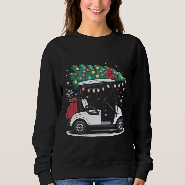 Golf Cart Christmas Tree Lights Xmas Sport Golfer  T Shirt (Framsida)
