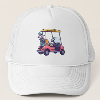 Golf Cart Clubs Monogram Name Trucker Hat Keps