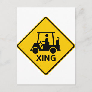 Golf Cart Crossing Highway-tecken Vykort