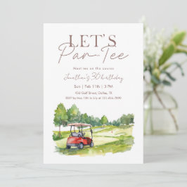 Golf Cart Födelsedagsfest Möt mig på banan Inbjudningar
