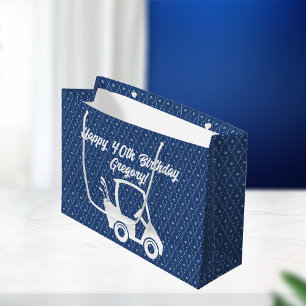 Golf Cart Glad Födelsedag Mönster Mörkblå