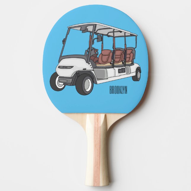 Golf cart / golf buggy cartoon illustration pingisracket (Framsidan)