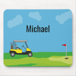 Golf Cart Golf Course Personlig Tecknad Musmatta