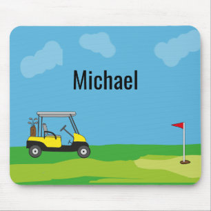 Golf Cart Golf Course Personlig Tecknad Musmatta