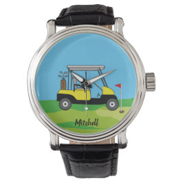 Golf Cart & Grönt Course Personlig Armbandsur