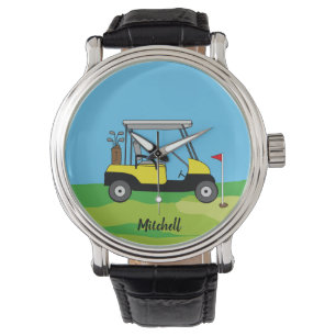 Golf Cart & Grönt Course Personlig Armbandsur