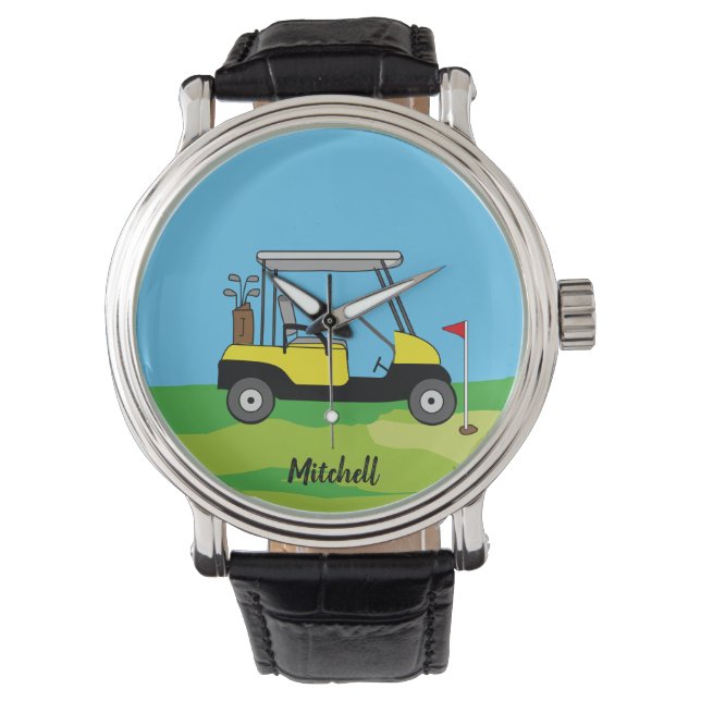Golf Cart & Grönt Course Personlig Armbandsur (Framsida)