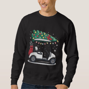 Golf Cart Julgran Ljus Xmas Sport Golfare Lång Ärmad Tröja