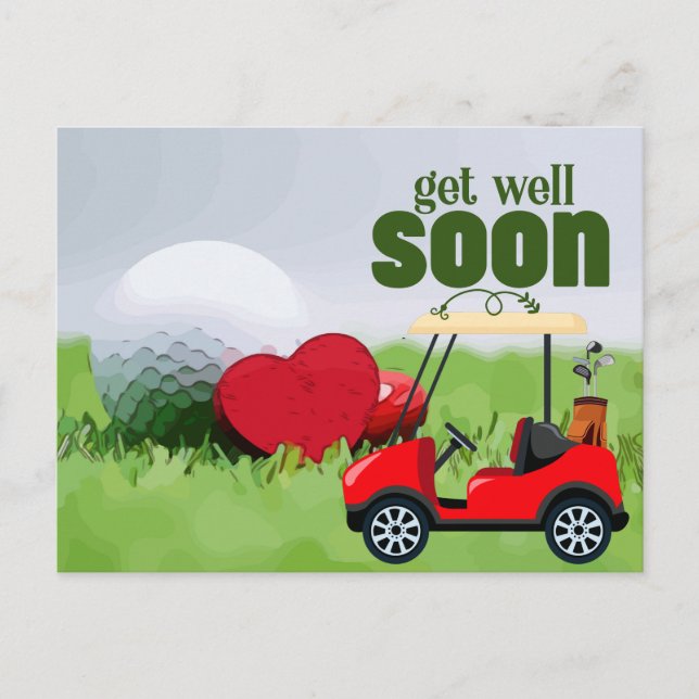 Golf Cart kommer snart för Golfer Card Vykort (Framsida)