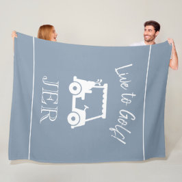 Golf Cart Levande till Golf Monogram Dusty Blue Fleecefilt